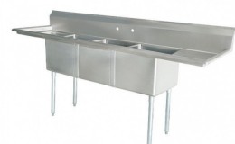 75 ins Stainless Steel Three Compartment Sink NSF C3T151512-15LR