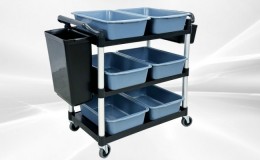 Restaurant Kitchen Utility Cart  with 2 Side Trash Bin 6P2B