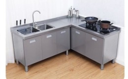 Full kitchen with stainless steel cabinets
